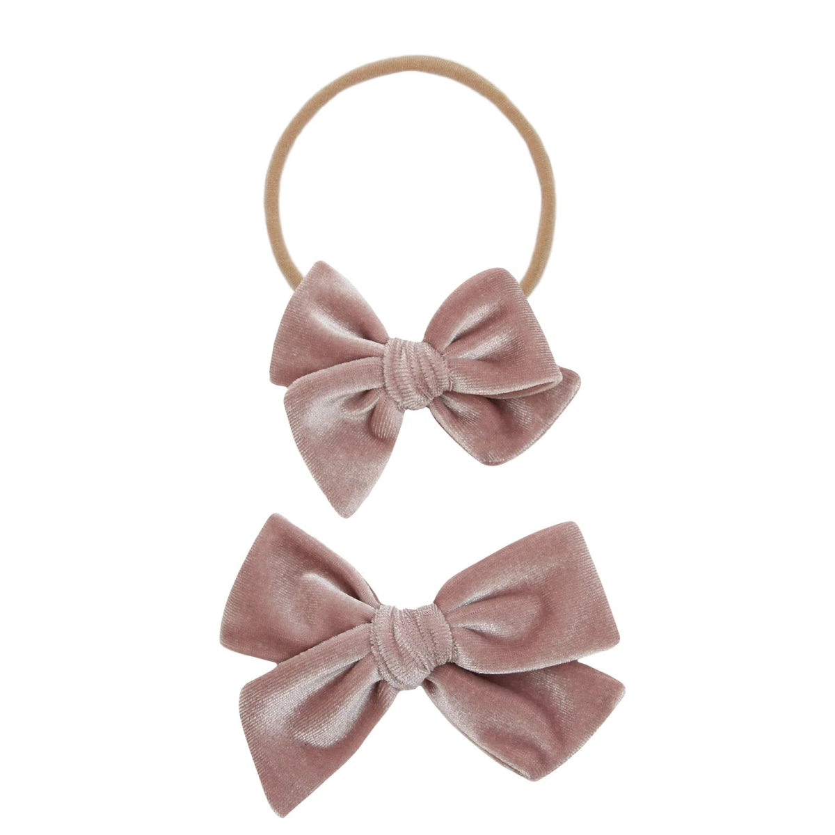 Mauve Bow Velvet Headband - Lou Lou & Company Hair Accessory sold by Rosebud & Jo