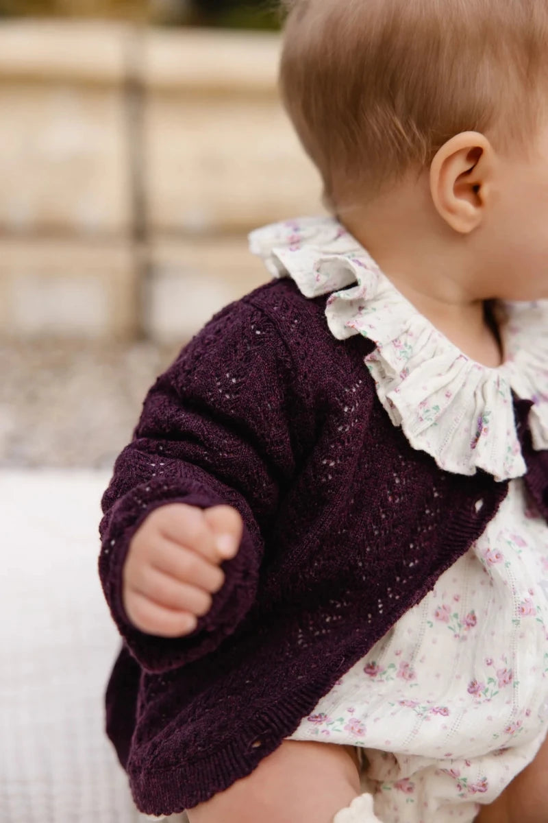 Maxine Knitted Cardigan - Blackcurrant - Jamie Kay Tops sold by Rosebud & Jo