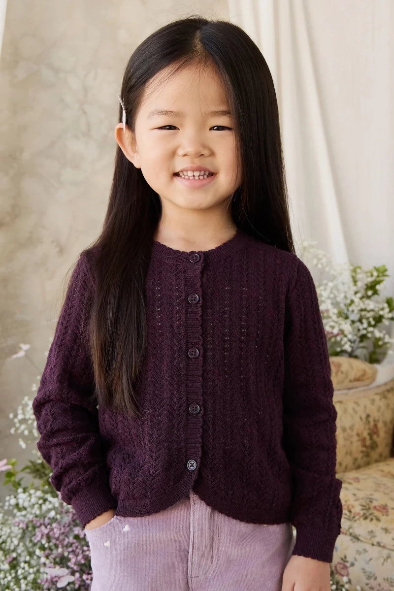 Maxine Knitted Cardigan - Blackcurrant - Jamie Kay Tops sold by Rosebud & Jo