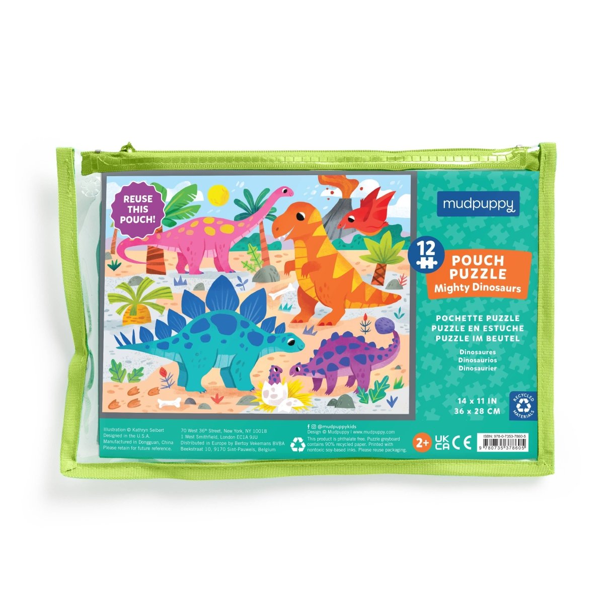 Mighty Dinosaurs 12 Piece Pouch Puzzle - Chronicle Books Toys sold by Rosebud & Jo