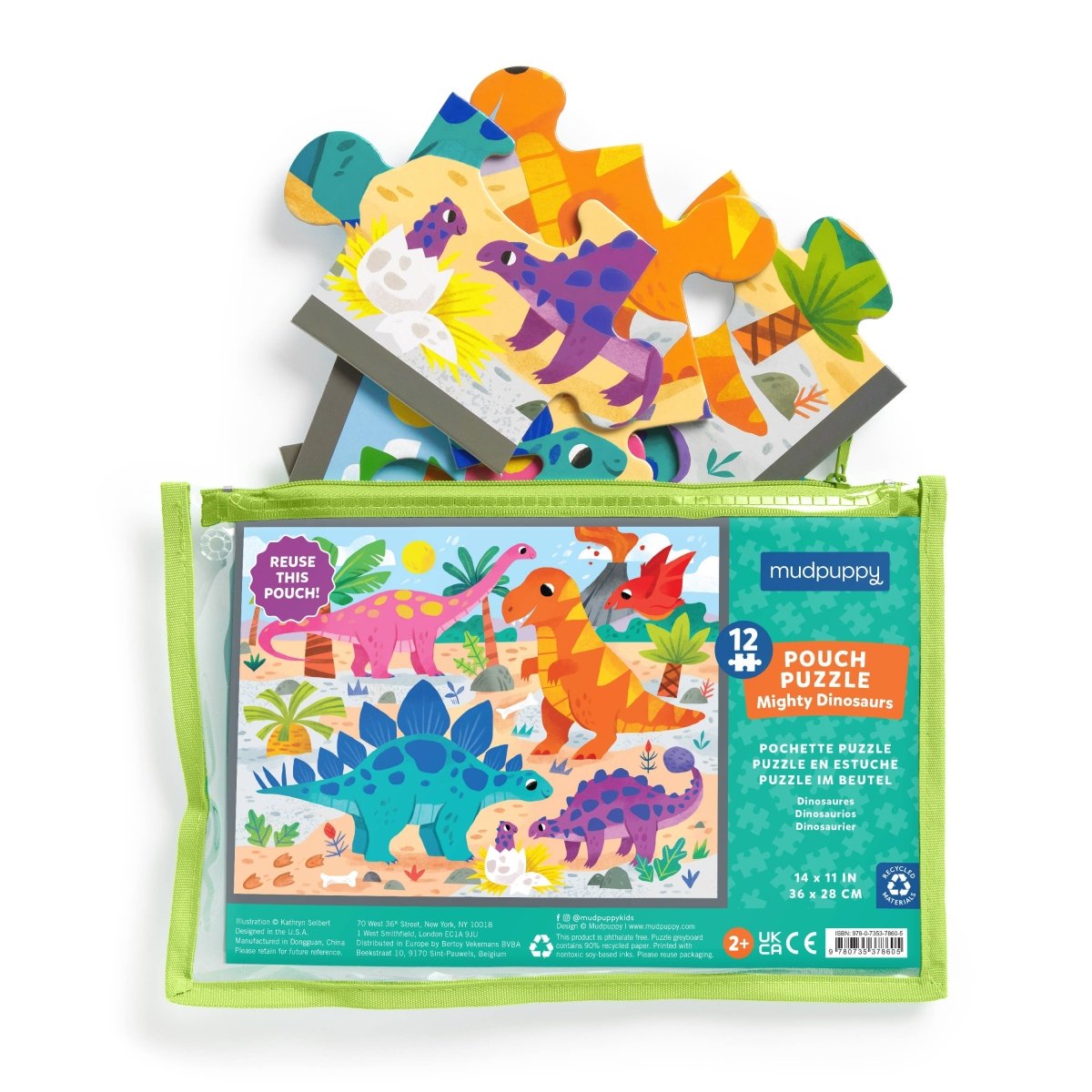 Mighty Dinosaurs 12 Piece Pouch Puzzle - Chronicle Books Toys sold by Rosebud & Jo