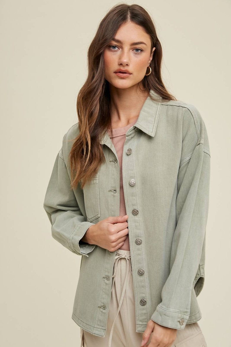 Mint Denim Shacket - Wishlist Apparel Women's Clothing sold by Rosebud & Jo