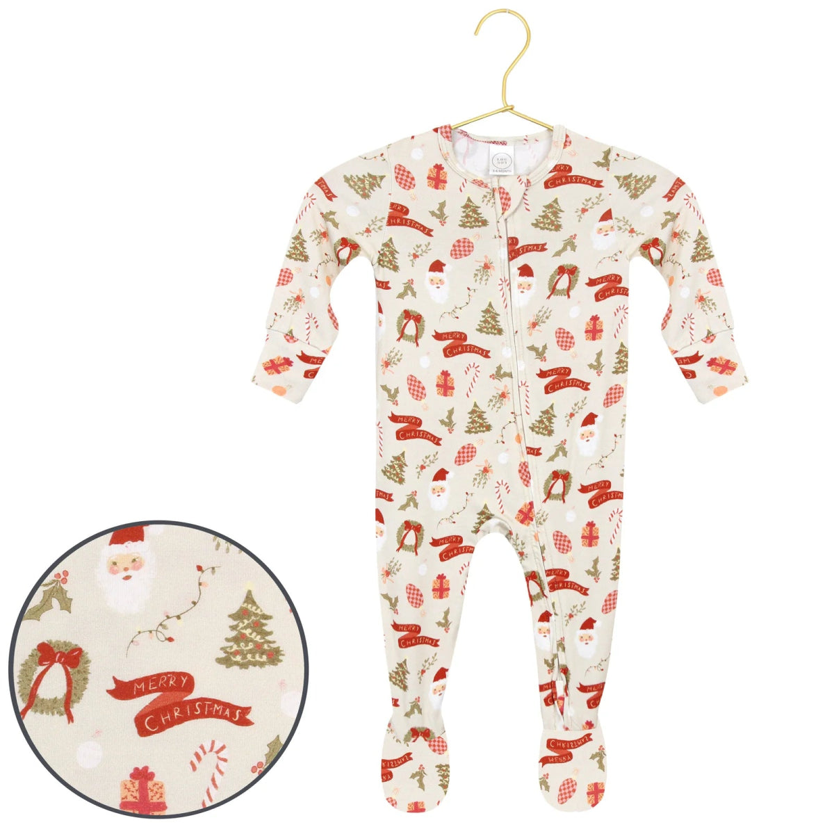 Mistletoe Zipper Footies - Lou Lou & Company Baby & Toddler Clothing sold by Rosebud & Jo