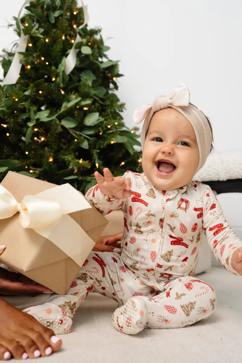 Mistletoe Zipper Footies - Lou Lou & Company Baby & Toddler Clothing sold by Rosebud & Jo