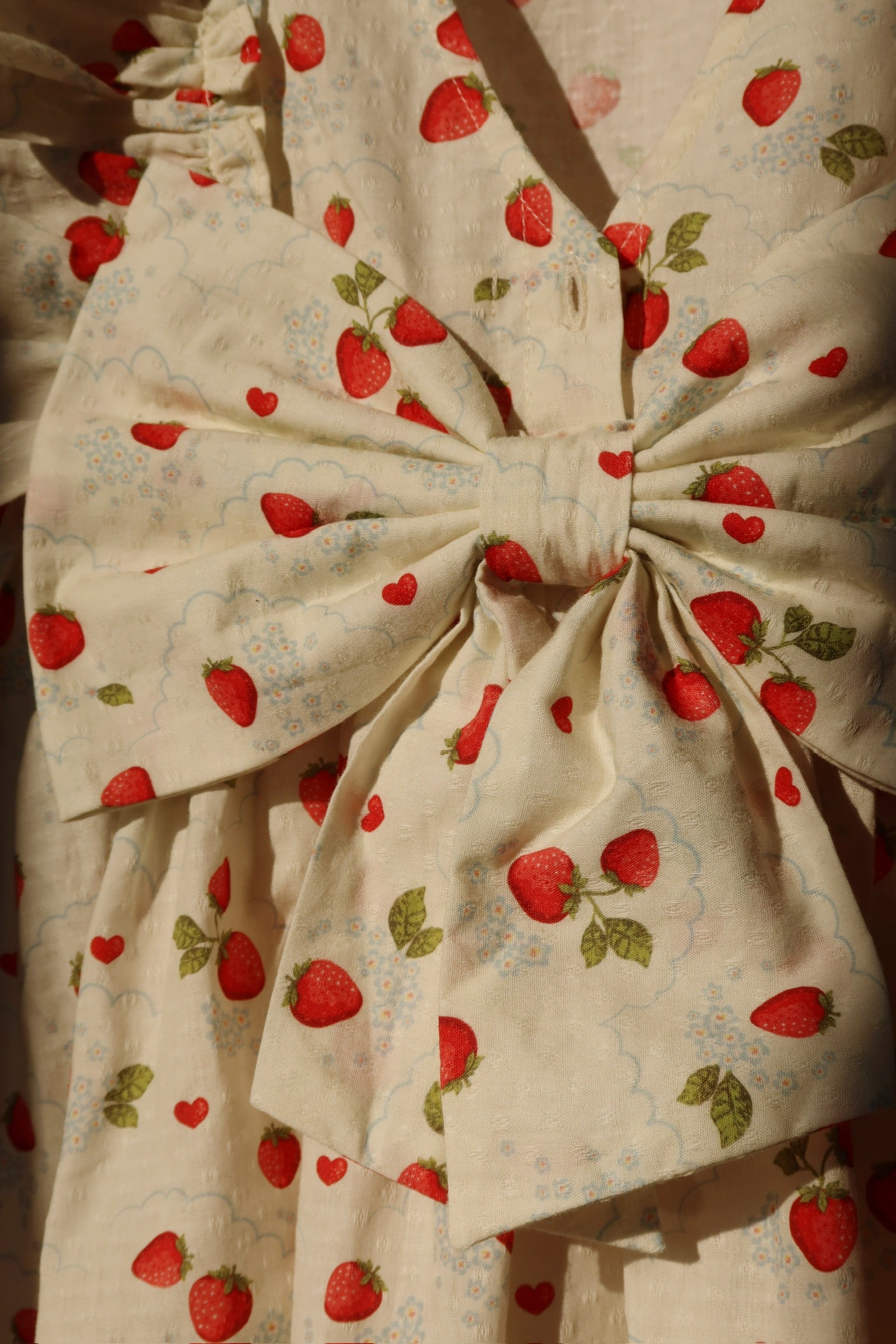 Strawberry Print Dress with Frill Sleeves