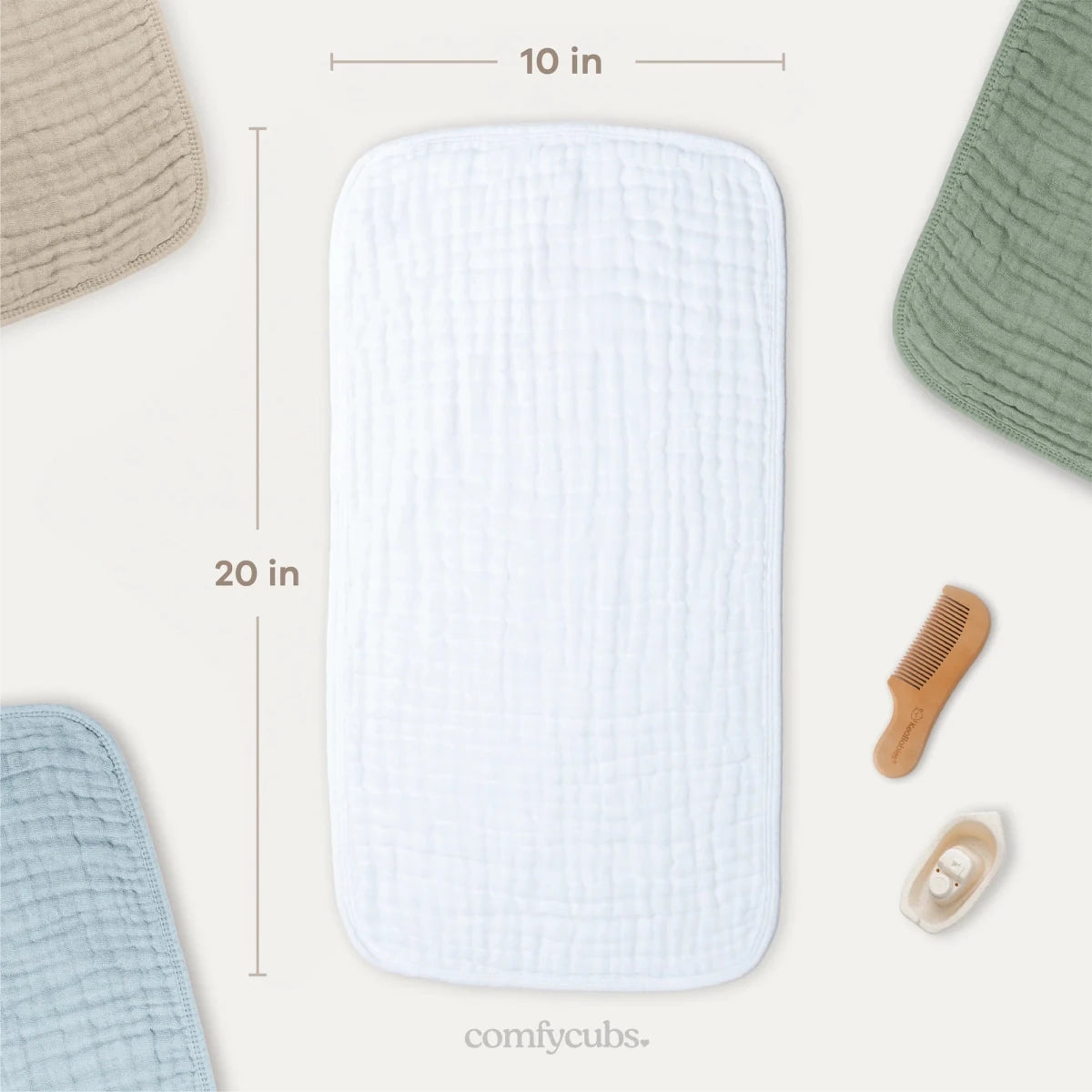 Muslin Burp Cloths in White - 6 Pack - Comfy Cubs Feeding sold by Rosebud & Jo
