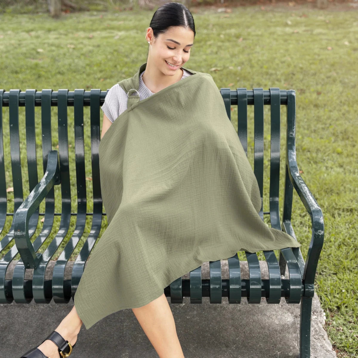 Muslin Nursing Cover - Sage - Comfy Cubs Pregnancy & Postpartum Essentials sold by Rosebud & Jo