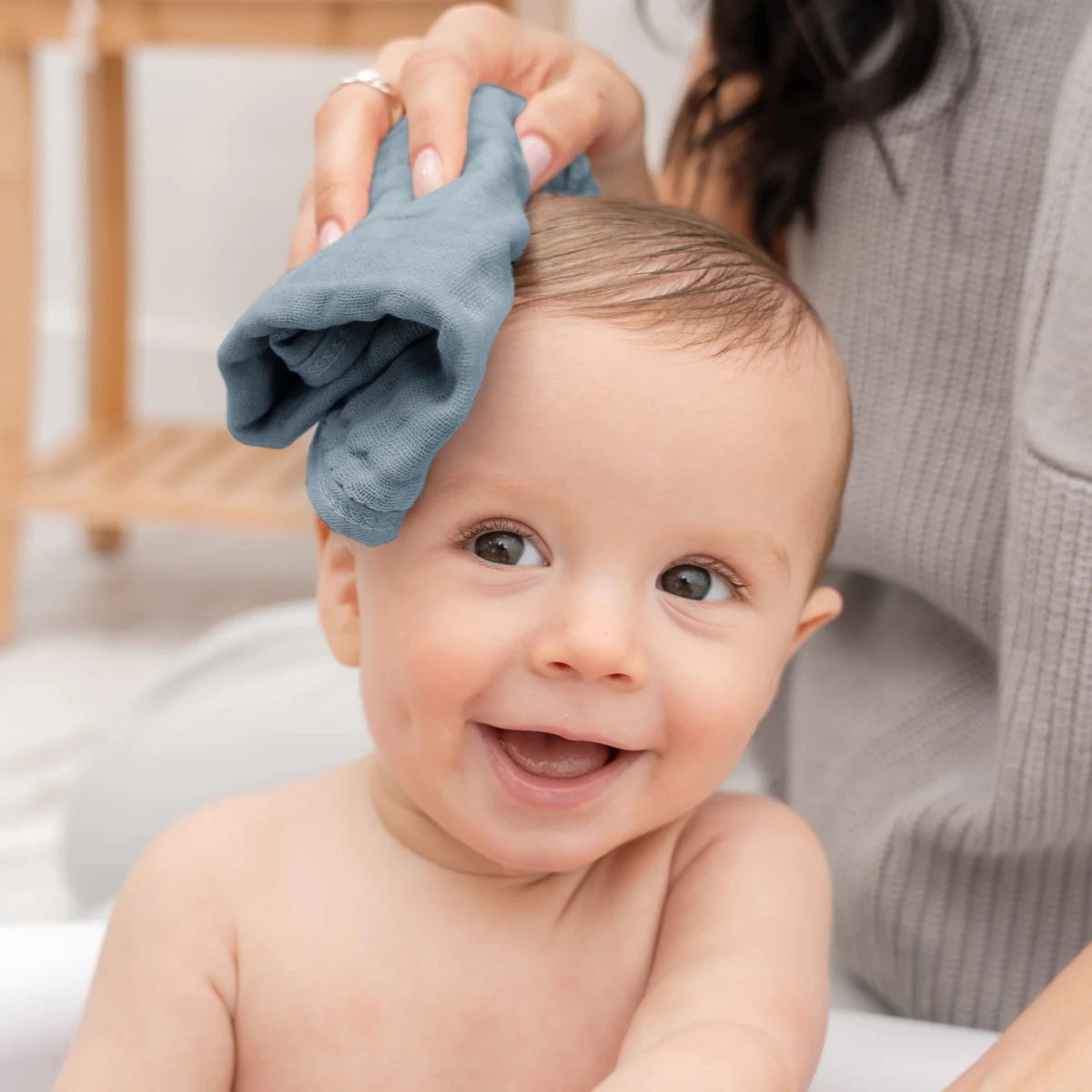 Muslin Washcloths in Pacific Blue - Pack of 6 - Comfy Cubs Bath & Care sold by Rosebud & Jo