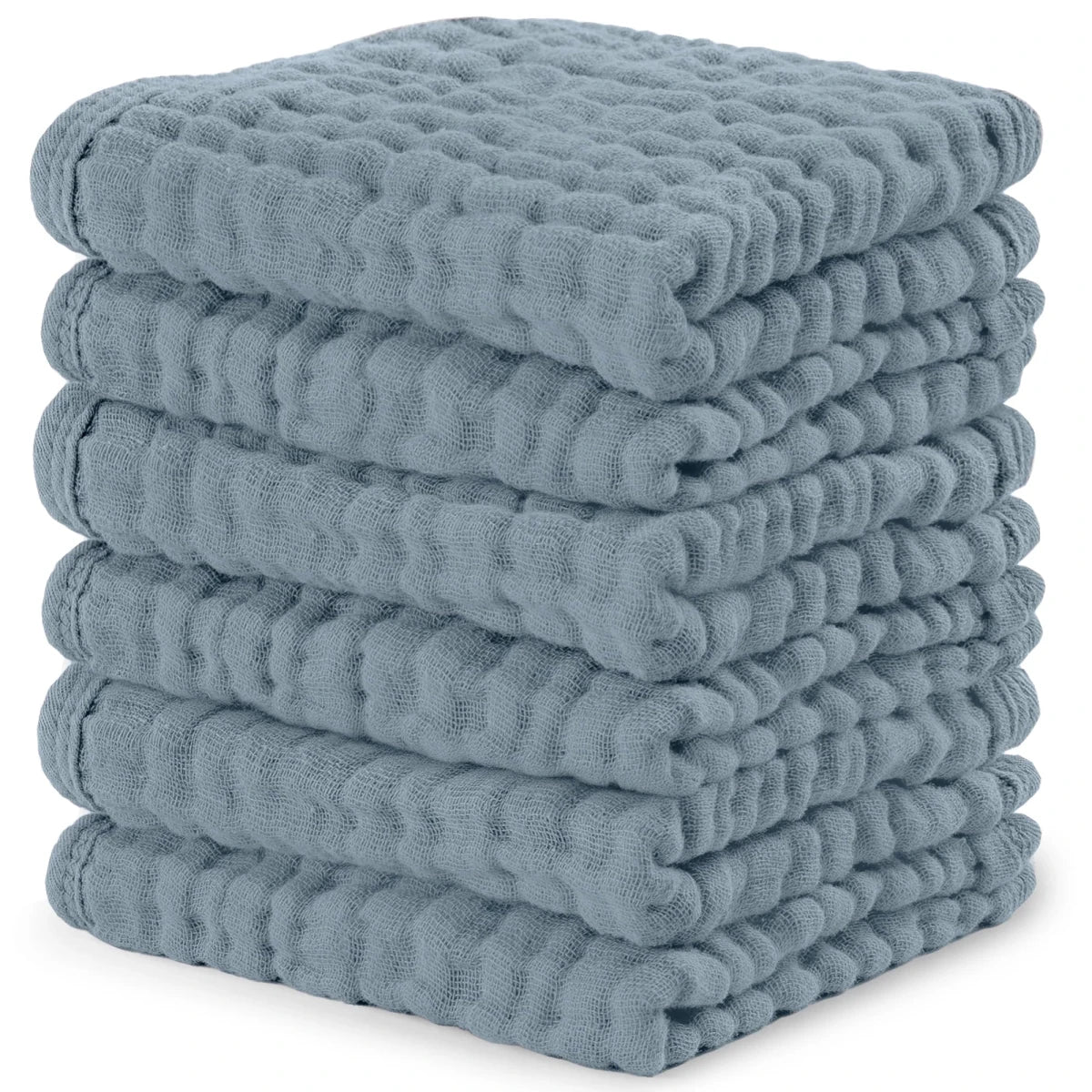 Muslin Washcloths in Pacific Blue - Pack of 6 - Comfy Cubs Bath & Care sold by Rosebud & Jo