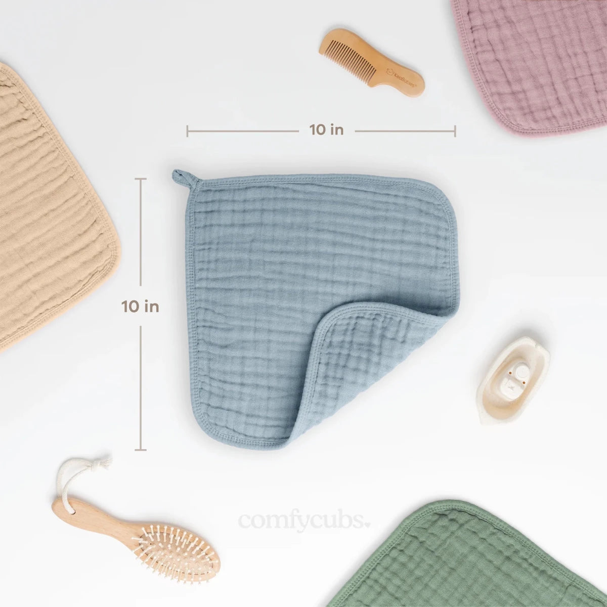 Muslin Washcloths in Pacific Blue - Pack of 6 - Comfy Cubs Bath & Care sold by Rosebud & Jo