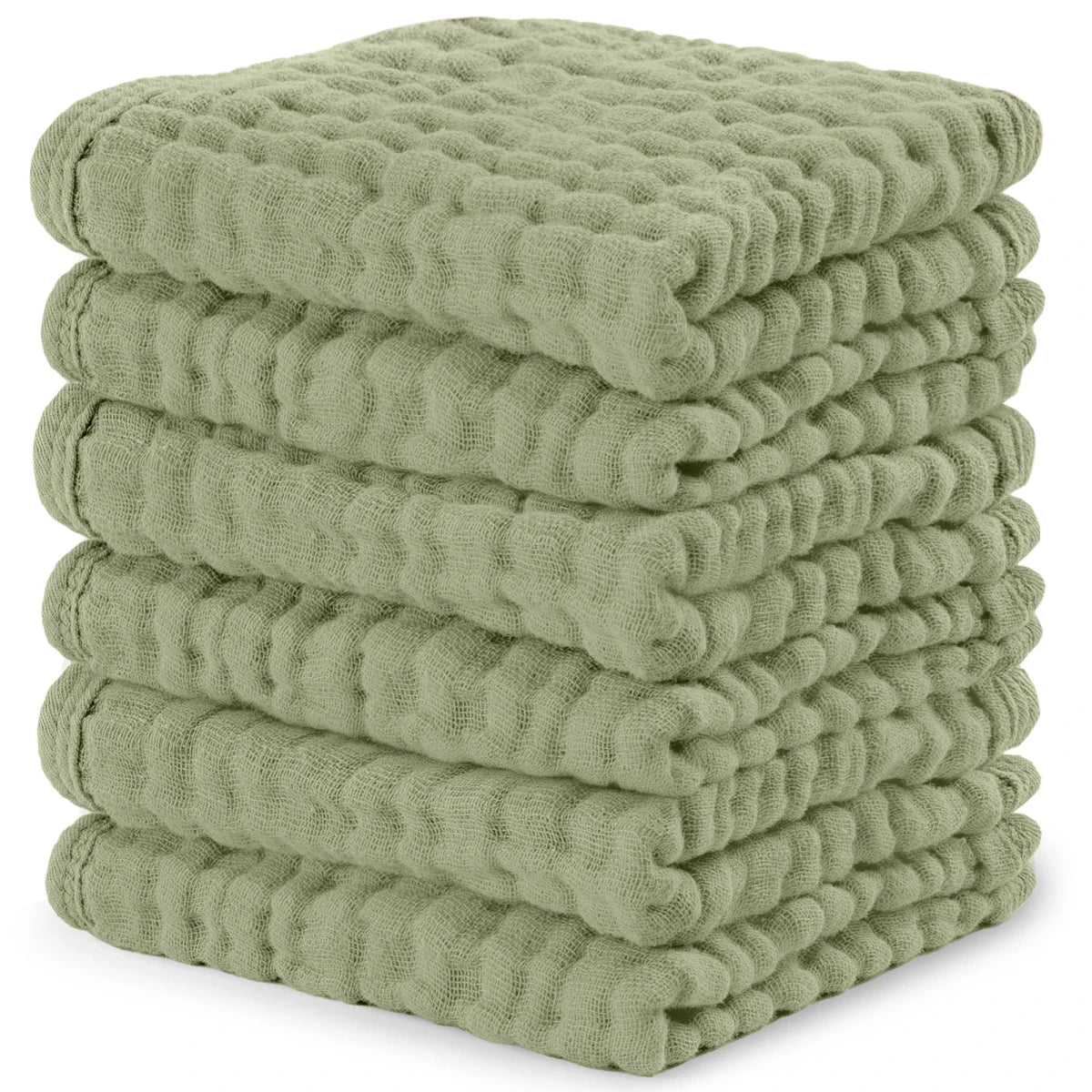 Muslin Washcloths in Sage - Pack of 6 - Comfy Cubs Bath & Care sold by Rosebud & Jo