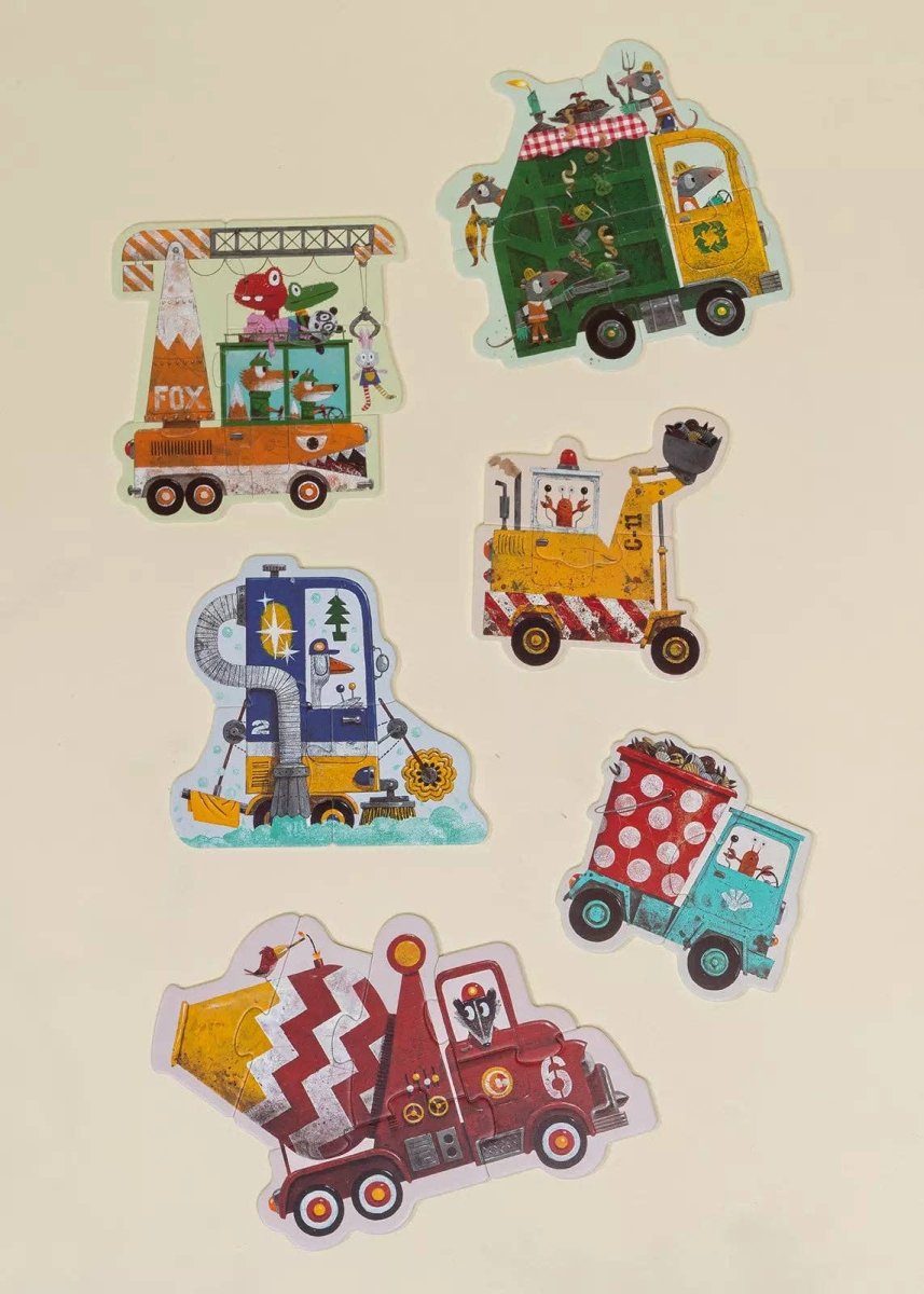 My First Puzzles - Construction Vehicles (6 puzzles) - Coco Village Toys sold by Rosebud & Jo