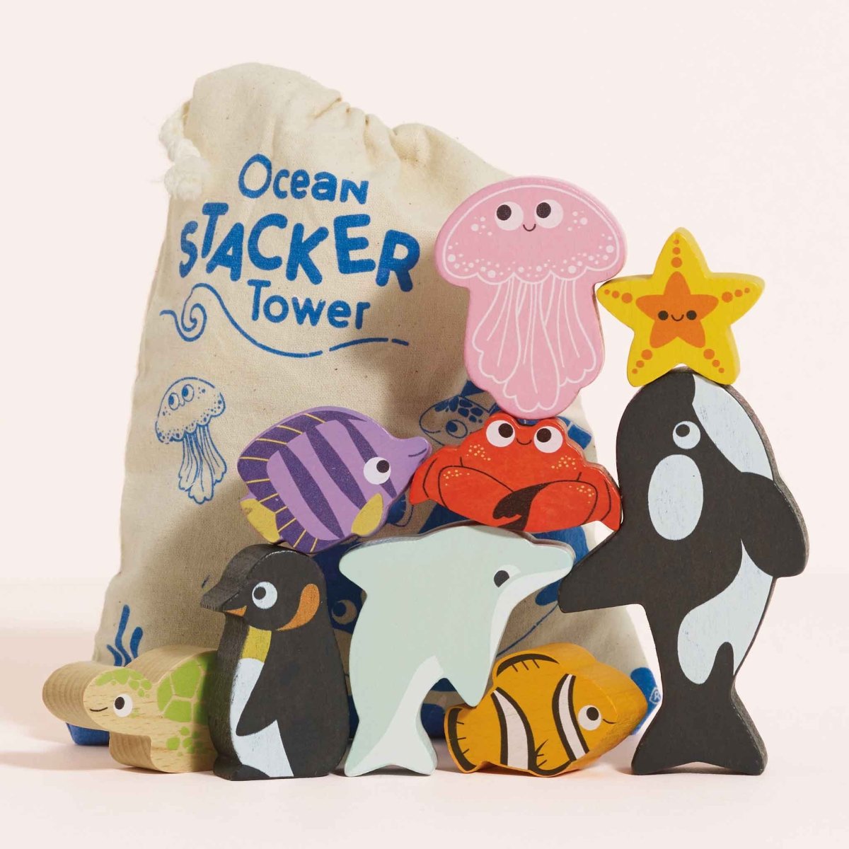 Ocean Life Stacking Animals & Bag - Le Toy Van, Inc. Toys sold by Rosebud & Jo