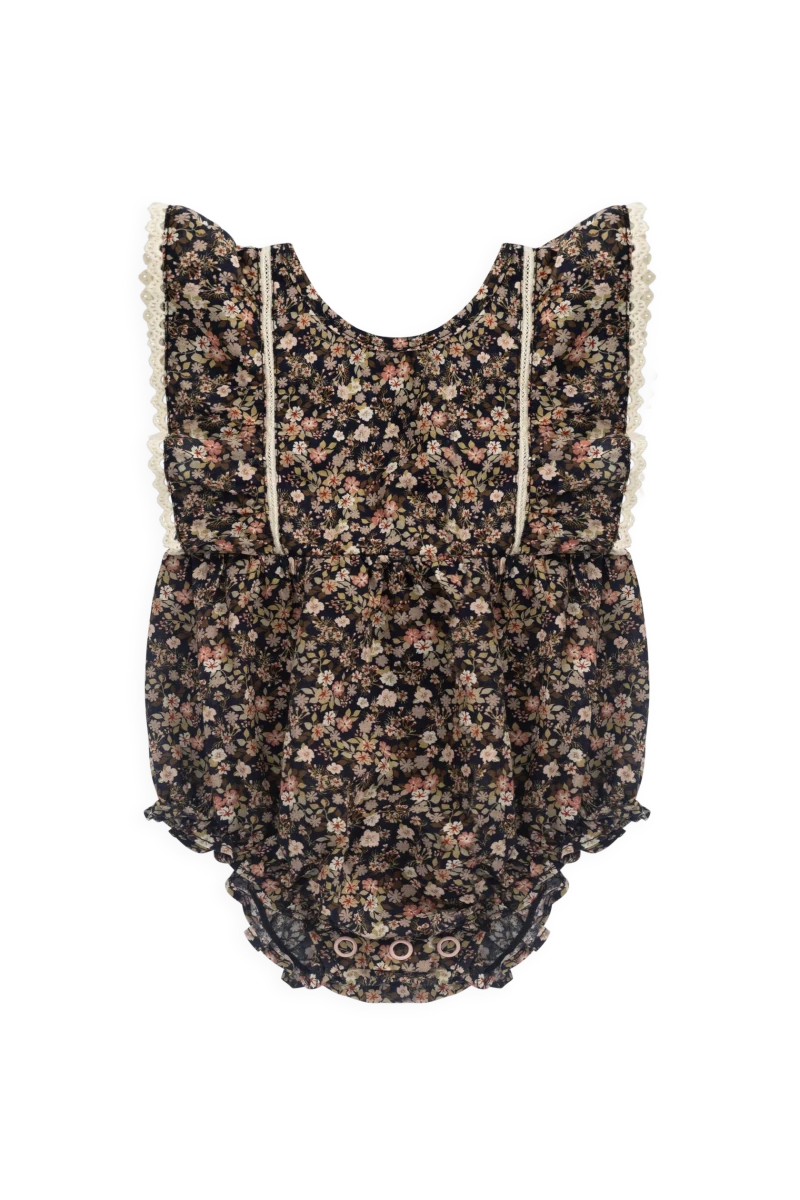 Organic Cotton Beatrice Playsuit - Luca Floral - Jamie Kay Rompers & Jumpers sold by Rosebud & Jo