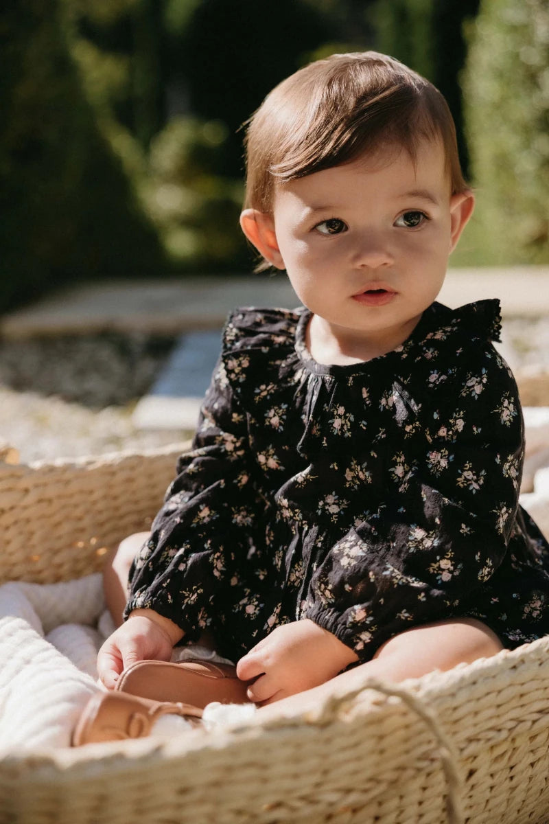 Organic Cotton Caroline Playsuit - Cassie Caviar - Jamie Kay Rompers & Jumpers sold by Rosebud & Jo