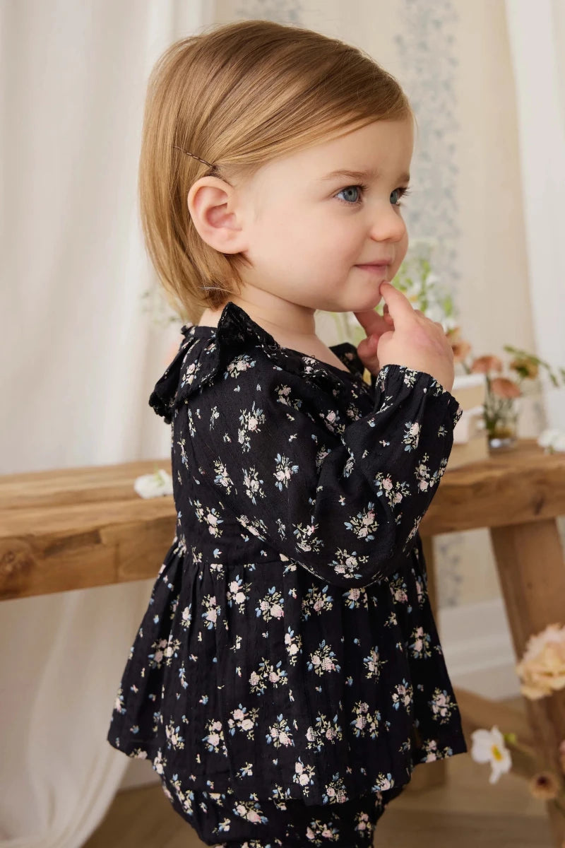 Organic Cotton Caroline Playsuit - Cassie Caviar - Jamie Kay Rompers & Jumpers sold by Rosebud & Jo