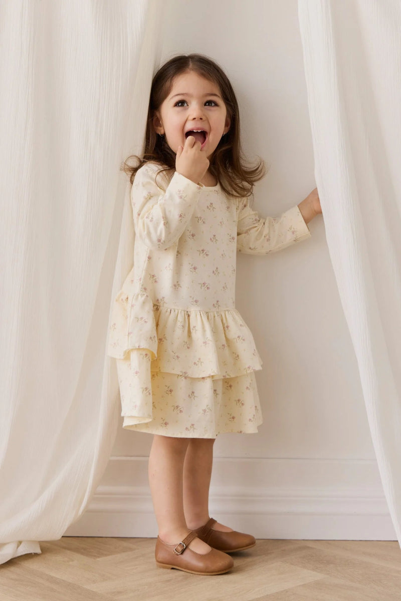 Organic Cotton Fayette Dress - Thelma Parchment - Jamie Kay Baby & Toddler Clothing sold by Rosebud & Jo