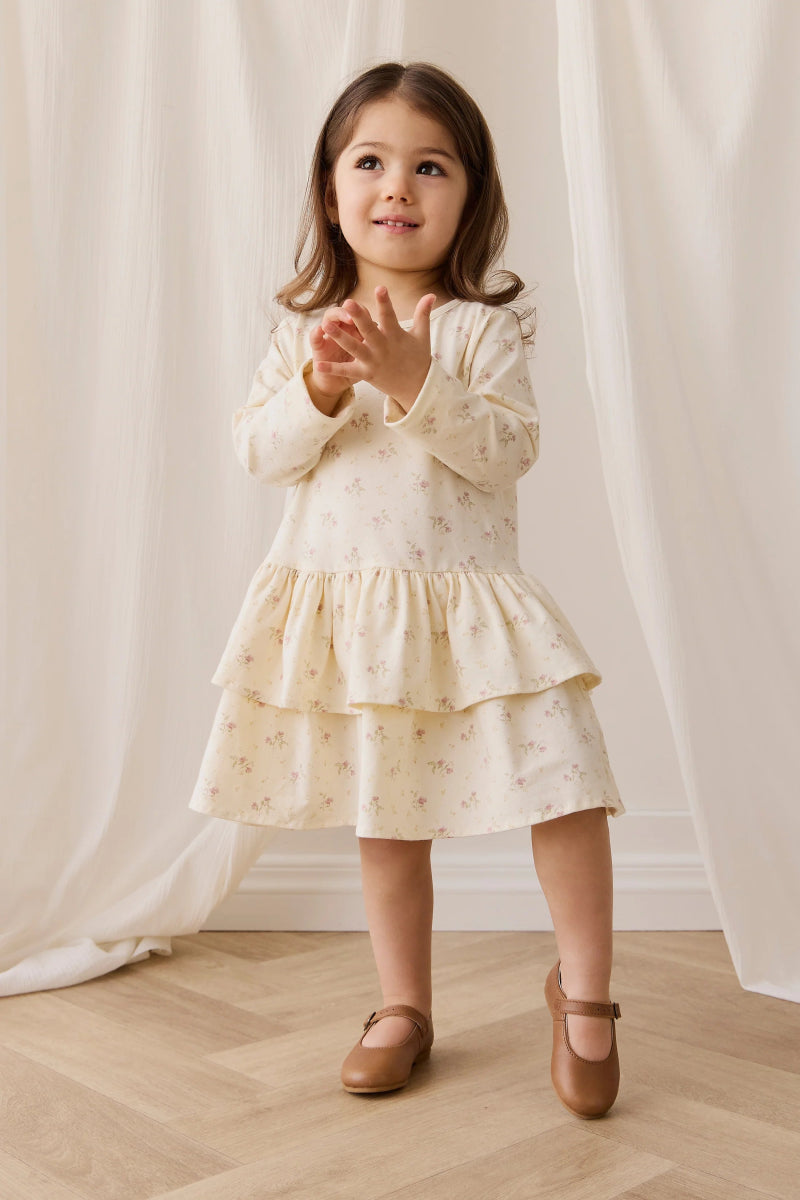 Organic Cotton Fayette Dress - Thelma Parchment - Jamie Kay Baby & Toddler Clothing sold by Rosebud & Jo