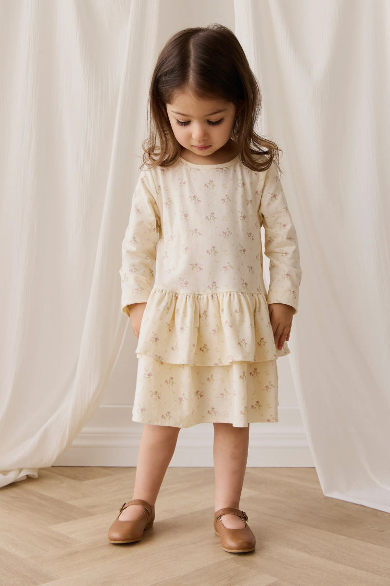 Organic Cotton Fayette Dress - Thelma Parchment - Jamie Kay Baby & Toddler Clothing sold by Rosebud & Jo