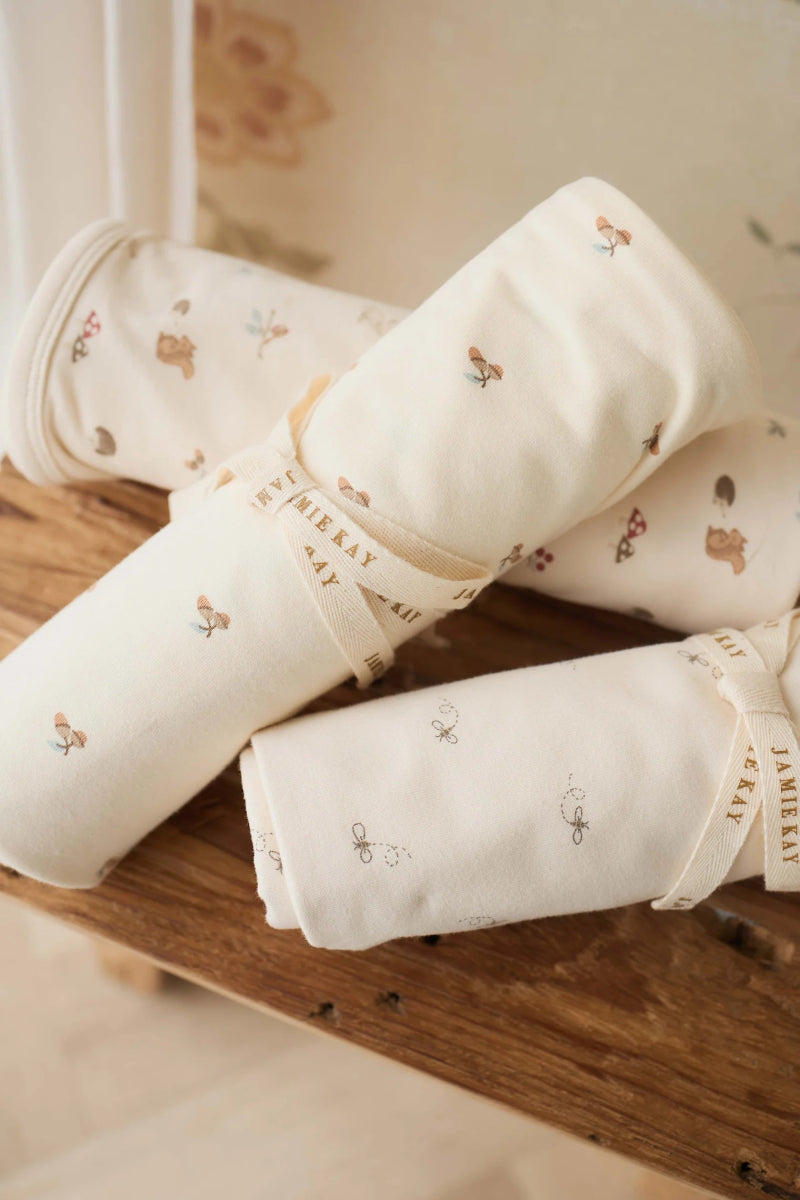 Organic Cotton Murphy Wrap - Forest Night Acorns - Jamie Kay Blanket sold by Rosebud & Jo