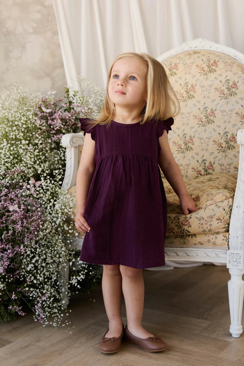 Organic Cotton Muslin Lace Dress - Fig - Jamie Kay Dresses sold by Rosebud & Jo