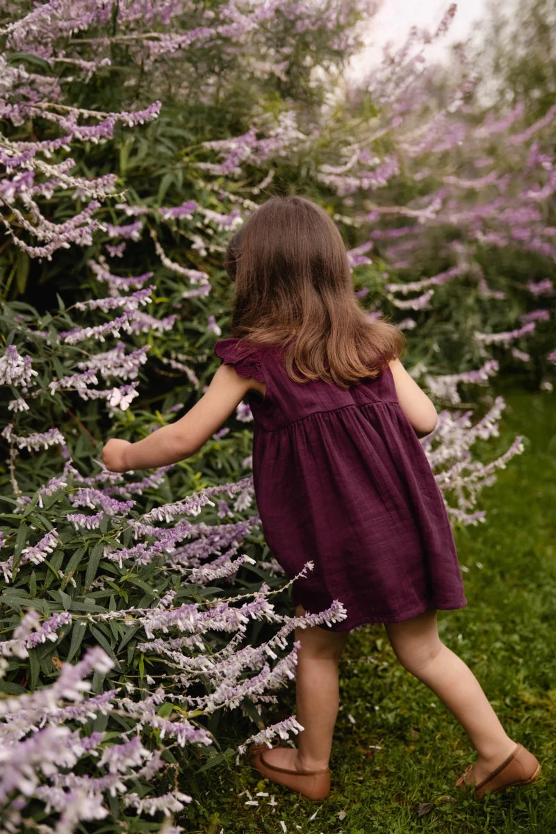 Organic Cotton Muslin Lace Dress - Fig - Jamie Kay Dresses sold by Rosebud & Jo