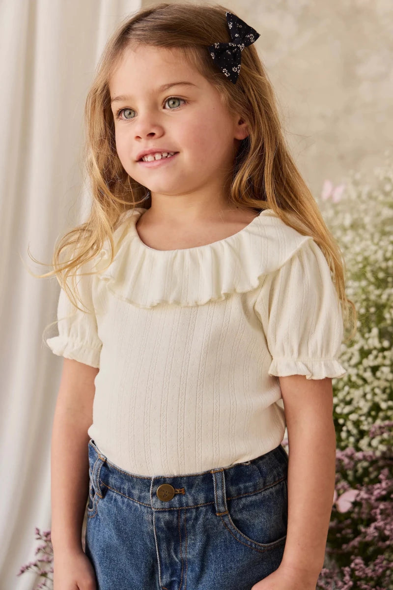 Organic Cotton Pointelle Marlene Top - Parchment - Jamie Kay Tops sold by Rosebud & Jo
