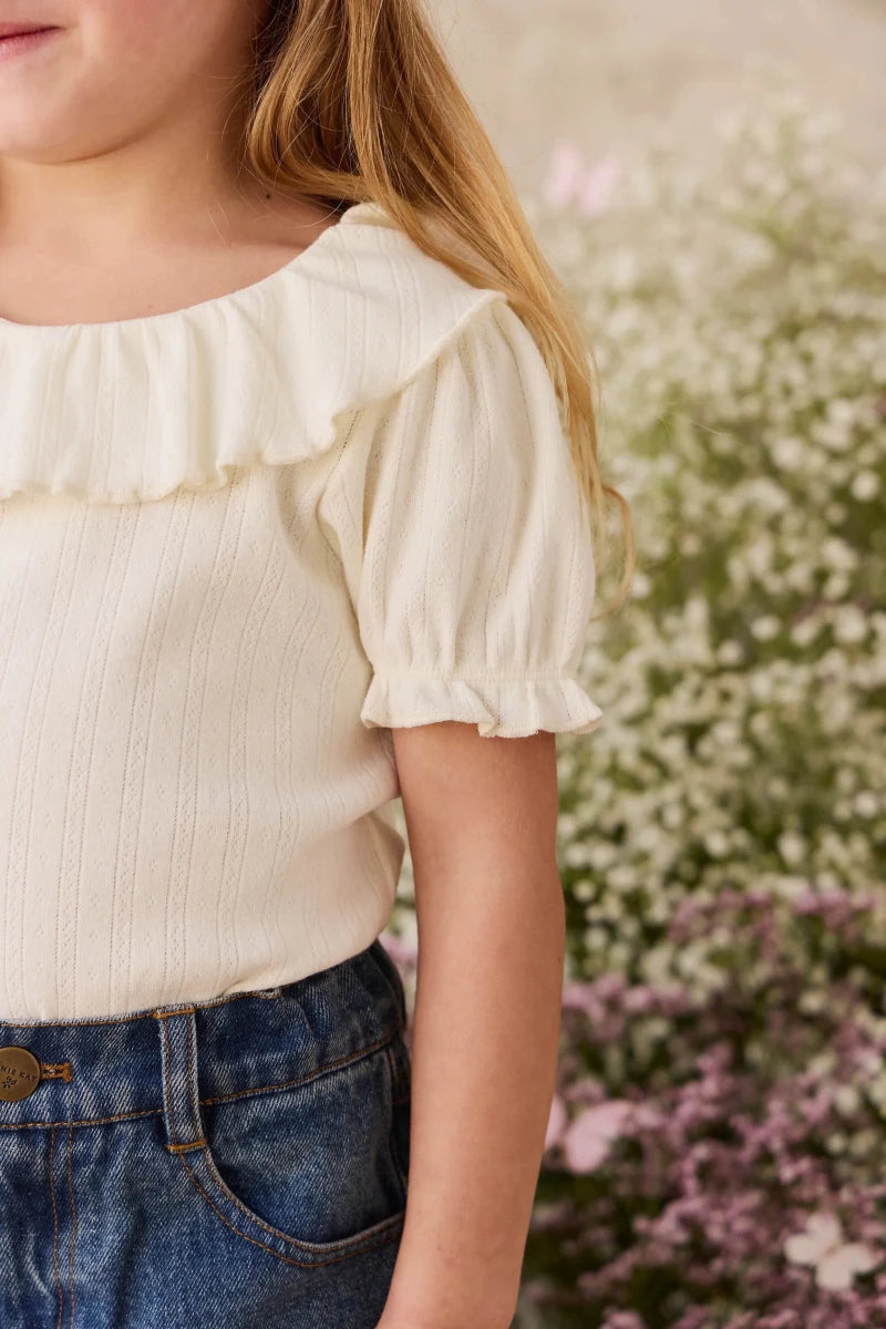 Organic Cotton Pointelle Marlene Top - Parchment - Jamie Kay Tops sold by Rosebud & Jo