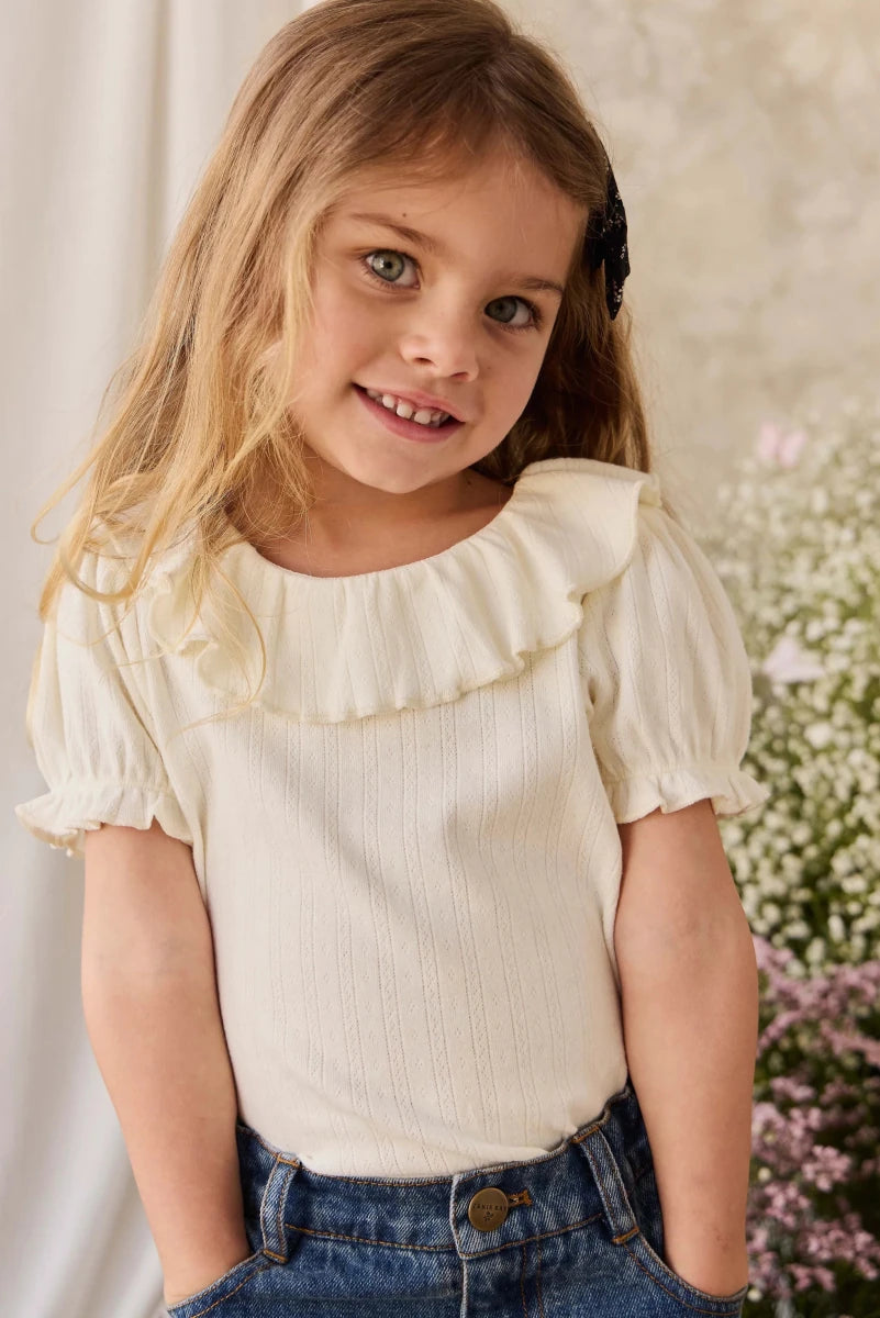 Organic Cotton Pointelle Marlene Top - Parchment - Jamie Kay Tops sold by Rosebud & Jo