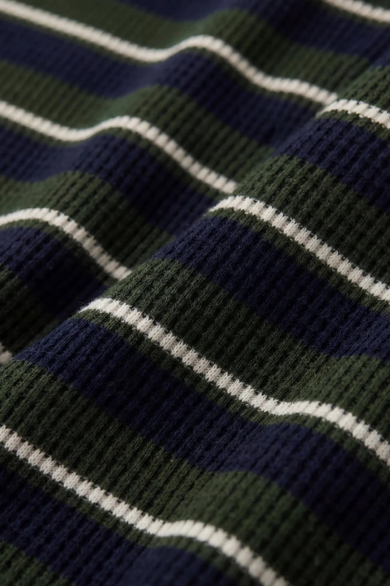 Organic Cotton Waffle Leith Long Sleeve Top - Maritime Grandeur Stripe - Jamie Kay Tops sold by Rosebud & Jo