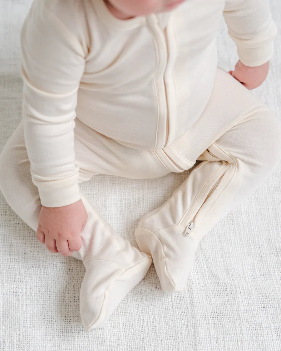 Peyton Zipper Sleeper in Ivory - Colored Organics Baby & Toddler Clothing sold by Rosebud & Jo