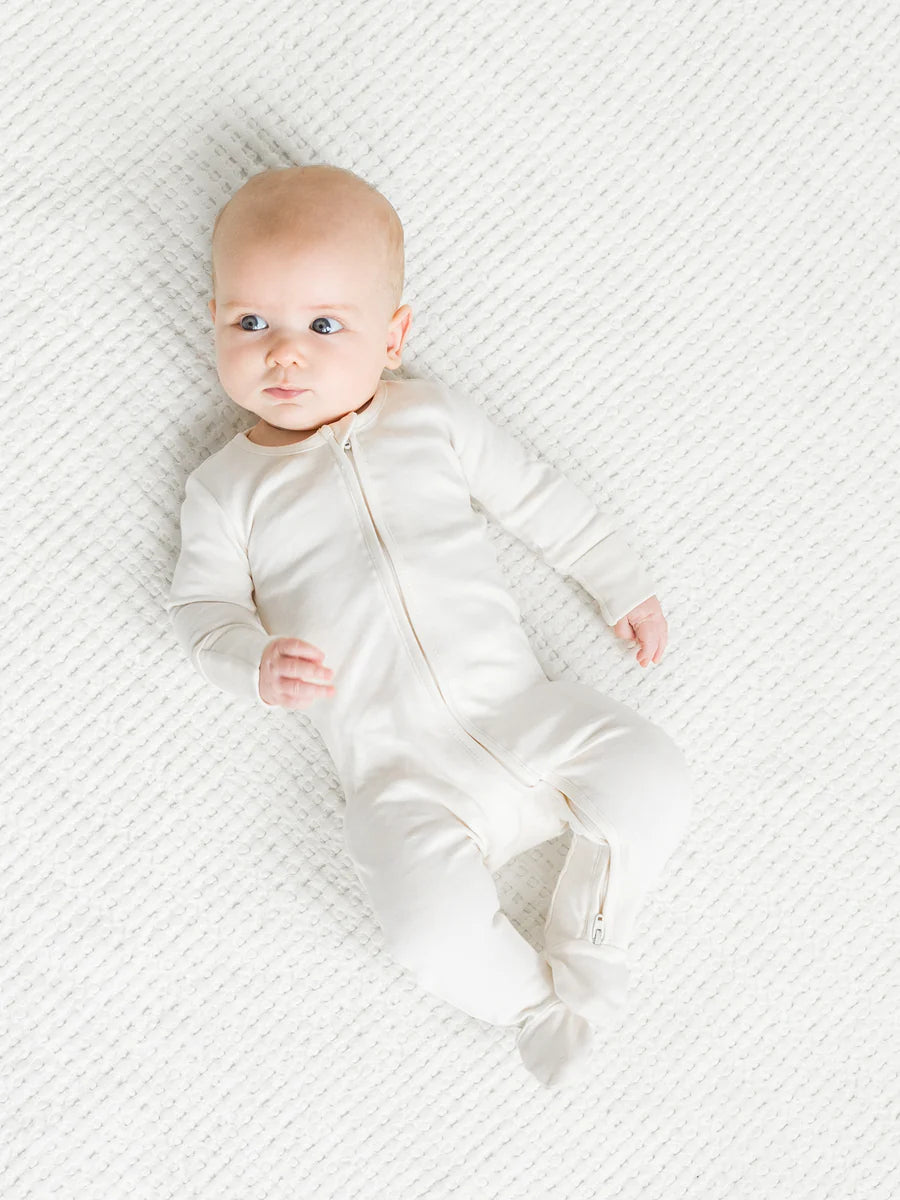 Peyton Zipper Sleeper in Ivory - Colored Organics Baby & Toddler Clothing sold by Rosebud & Jo