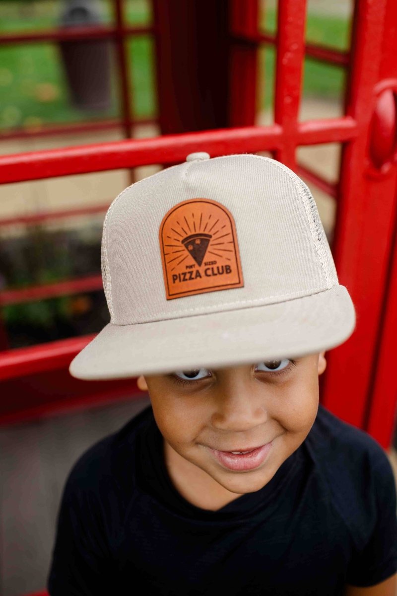Pint Sized Pizza Club Leather Patch Hat - Left Grain Hat sold by Rosebud & Jo