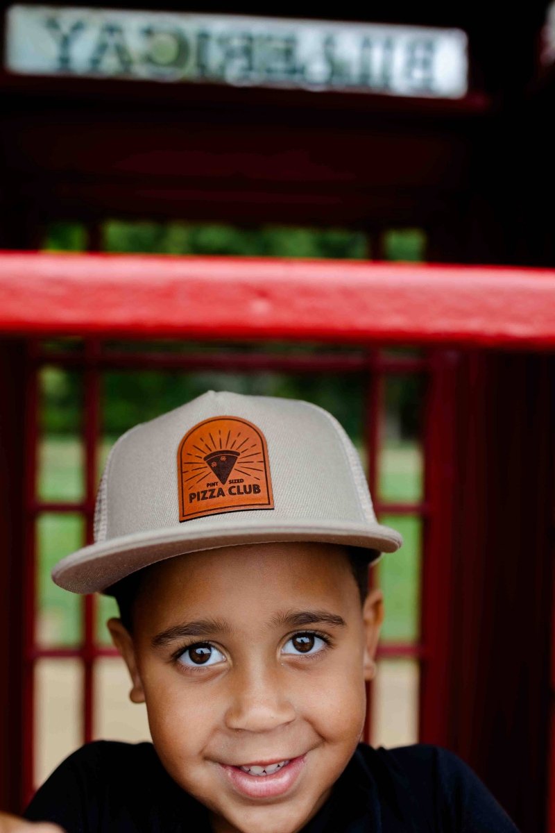 Pint Sized Pizza Club Leather Patch Hat - Left Grain Hat sold by Rosebud & Jo