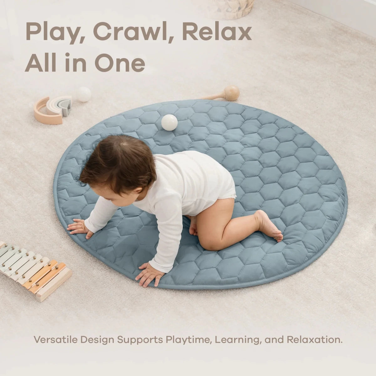 Play Mat - Pacific Blue, Round 36" - Comfy Cubs Toys sold by Rosebud & Jo