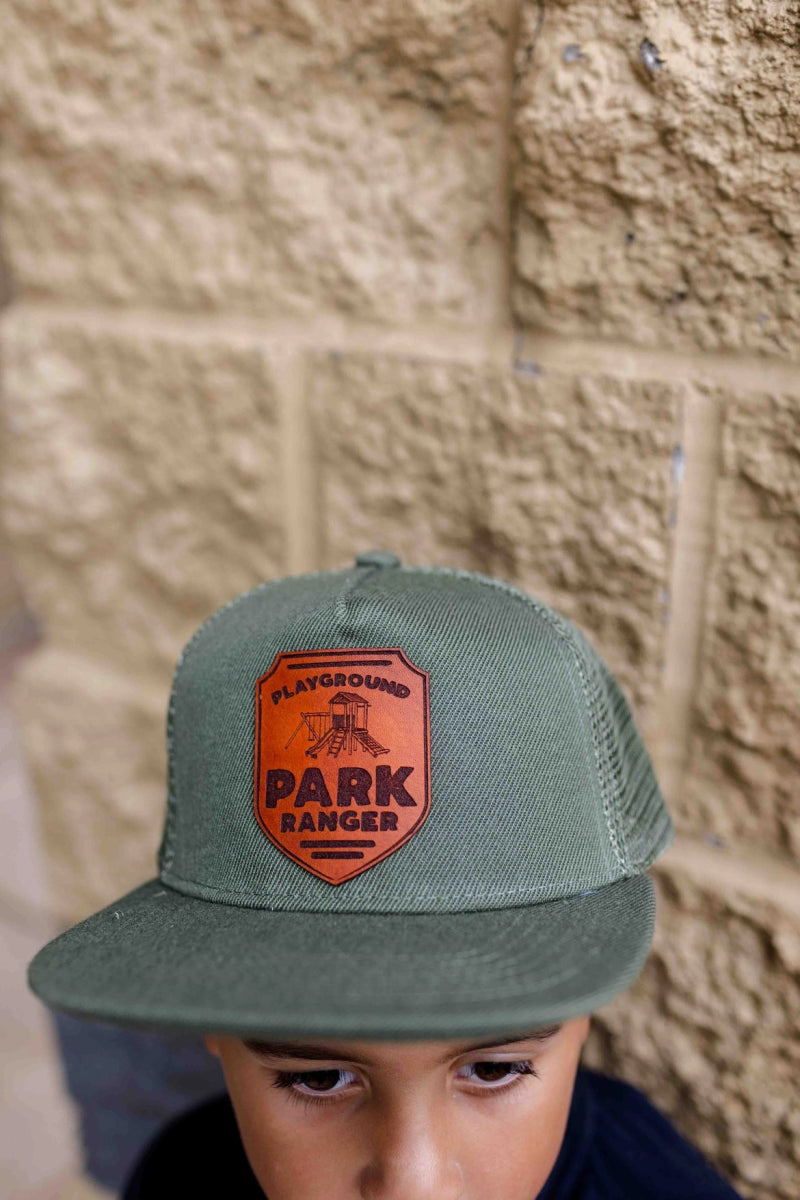 Playground Park Ranger Leather Patch Hat - Left Grain Hat sold by Rosebud & Jo