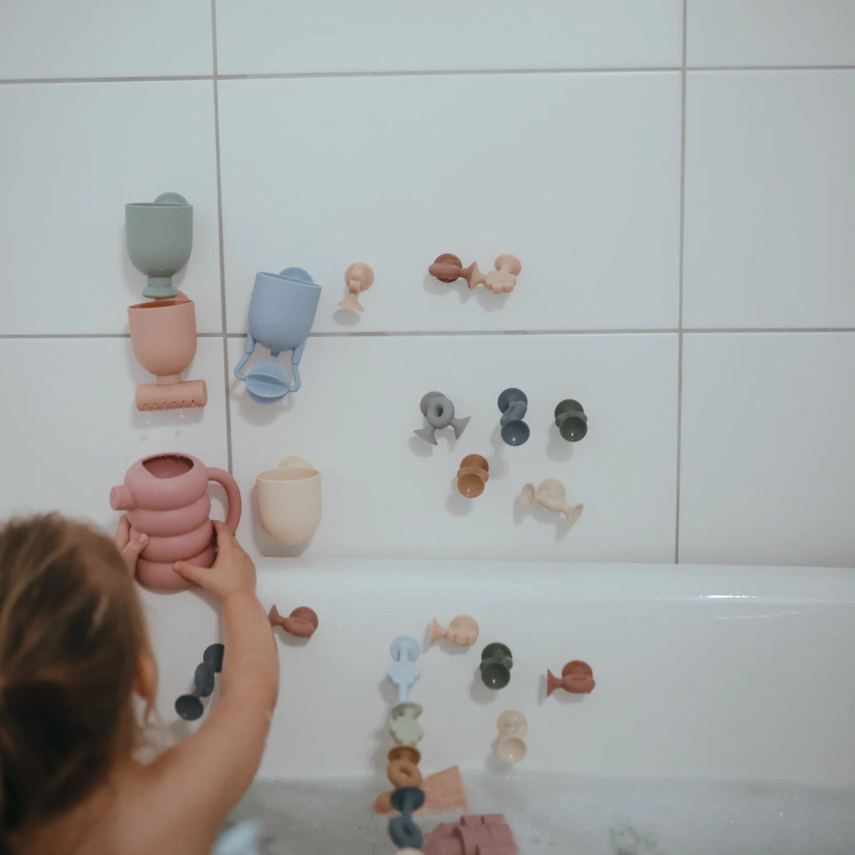 Pour and Play Bath Toy Set – 4 - Piece Suction Cup Waterfall Cups - Mushie Bath Toy sold by Rosebud & Jo