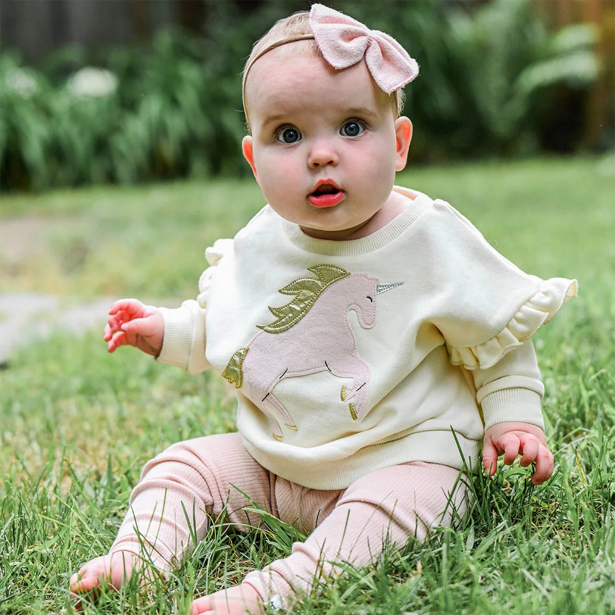 Prancing Unicorn Applique Slouch - oh baby! sold by Rosebud & Jo