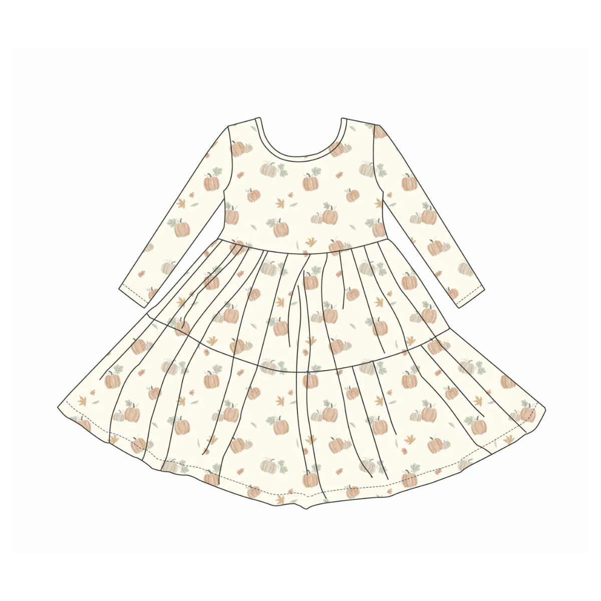 Pumpkin Bamboo Long Sleeve Twirl Dress - Emi Lei Baby & Toddler Clothing sold by Rosebud & Jo