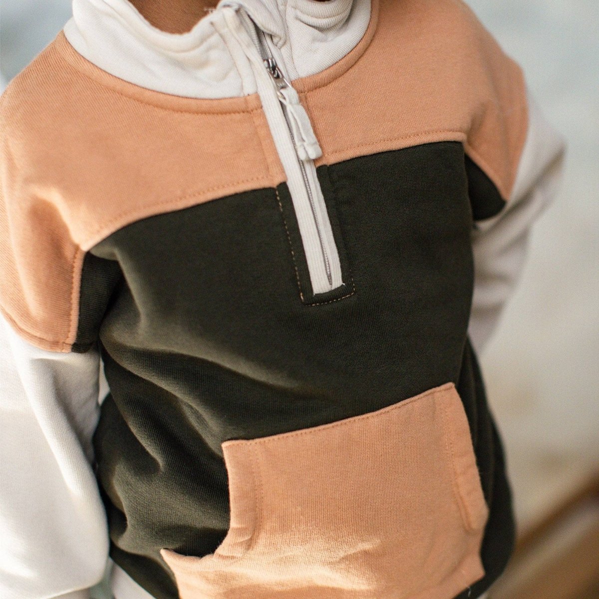 Quarter Zip Boy Collar Sweatshirt Set in Shadow - Burt's Bees Baby Top & Bottom Set sold by Rosebud & Jo