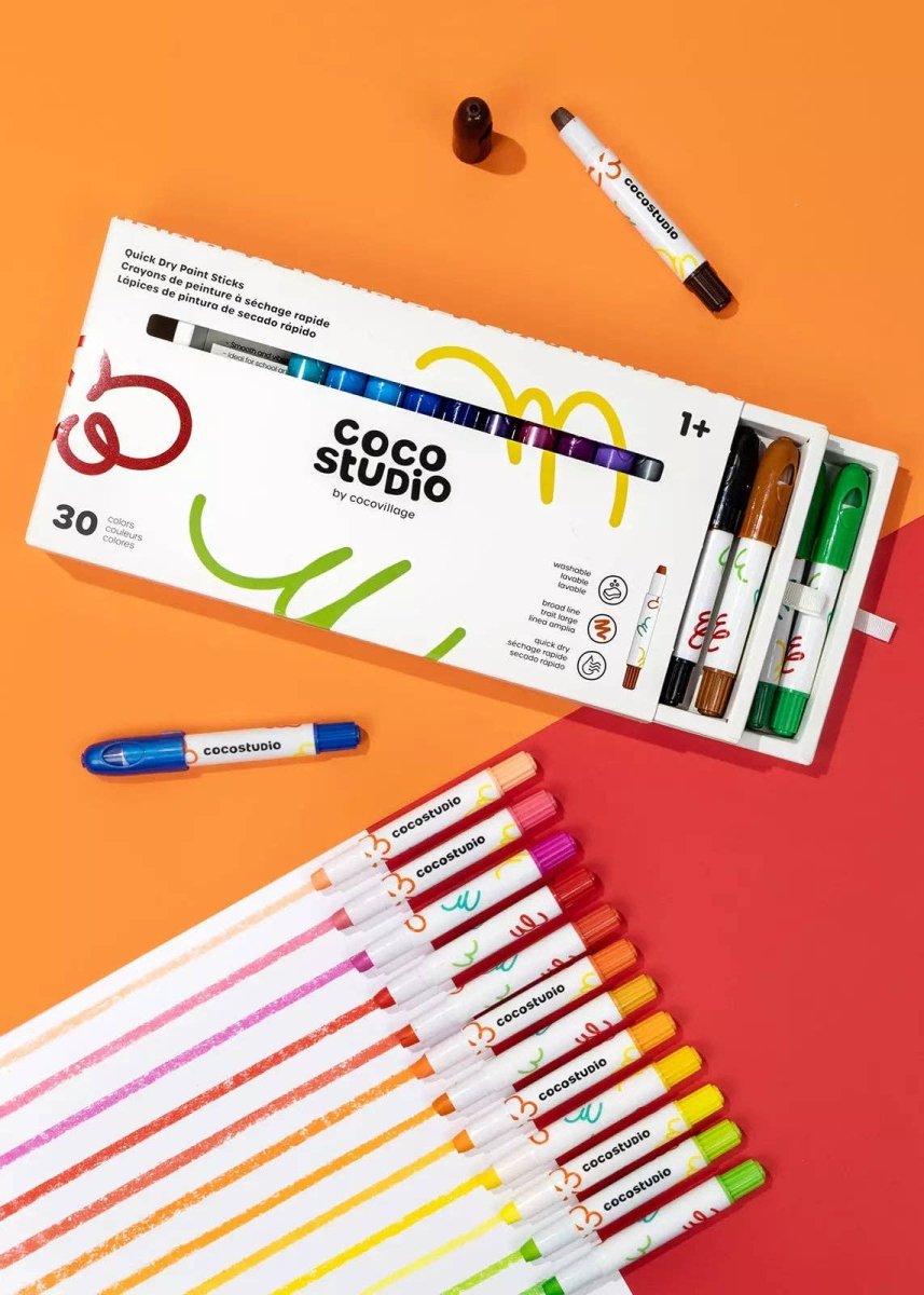 Quick Dry Paint Sticks Set - 30 Colors - Coco Village Art sold by Rosebud & Jo