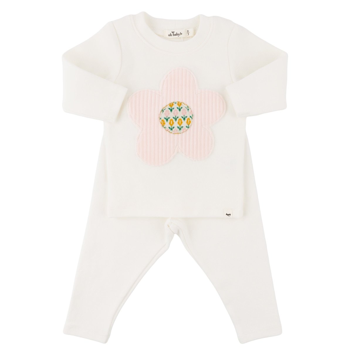 Quilted Flower Two - piece Set - oh baby! Baby & Toddler Clothing sold by Rosebud & Jo