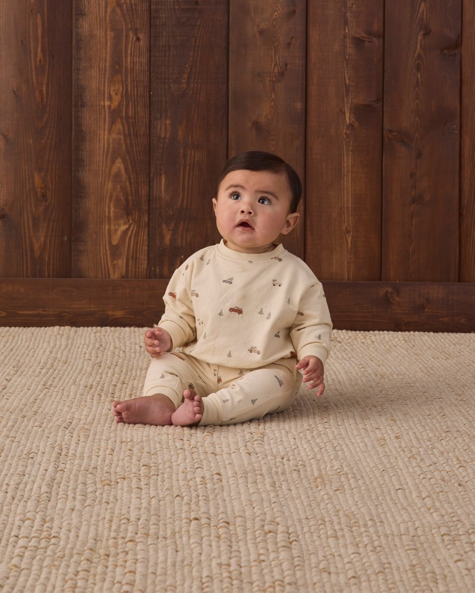 Relaxed Fleece Sweatpant - Holiday Drive - Quincy Mae Bottoms sold by Rosebud & Jo
