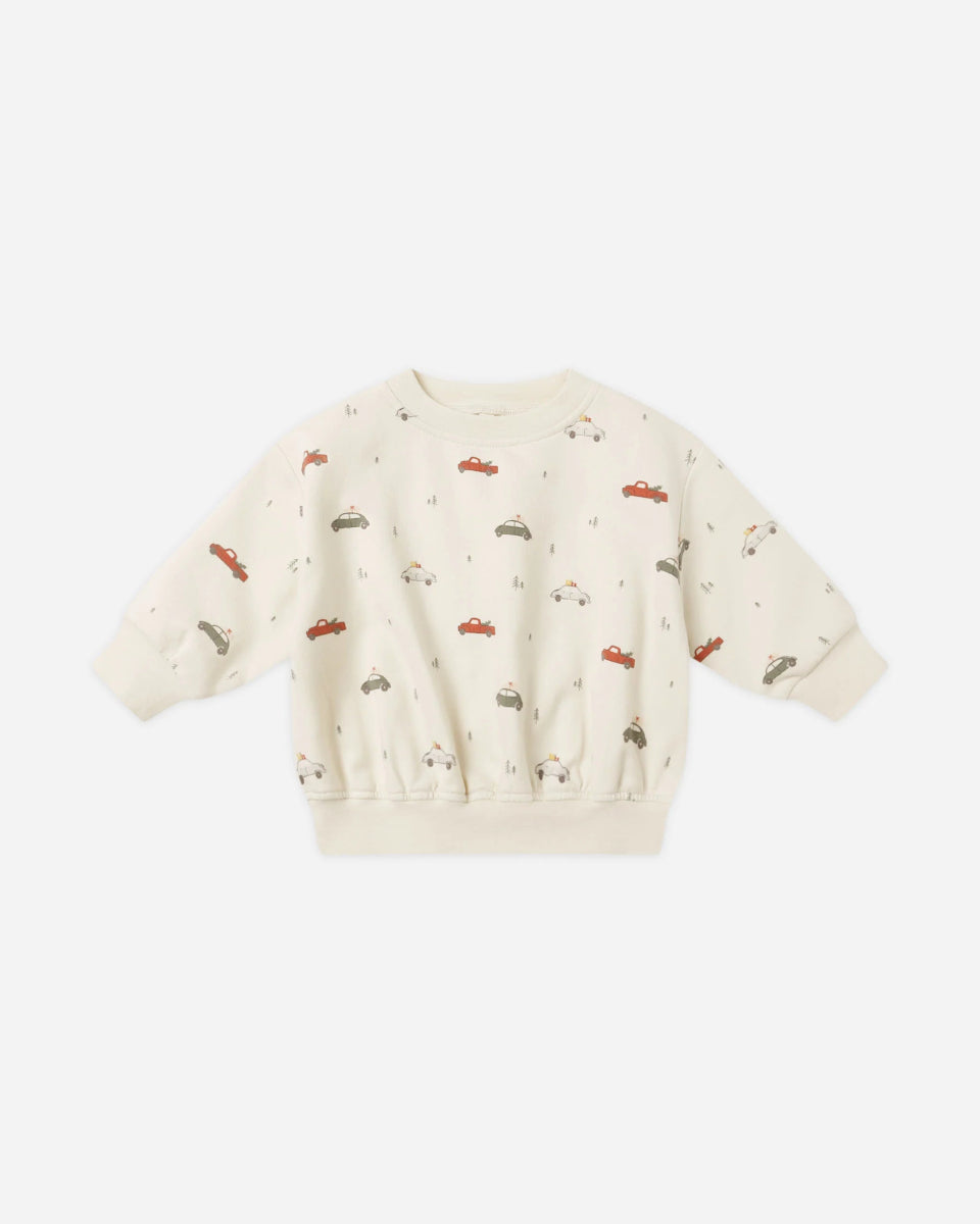 Relaxed Fleece Sweatshirt Cars Print - Quincy Mae Baby & Toddler Clothing sold by Rosebud & Jo