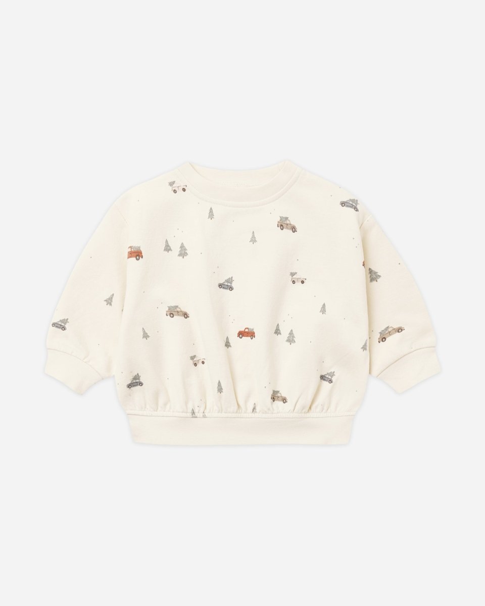 Relaxed Fleece Sweatshirt - Holiday Drive - Quincy Mae Tops sold by Rosebud & Jo
