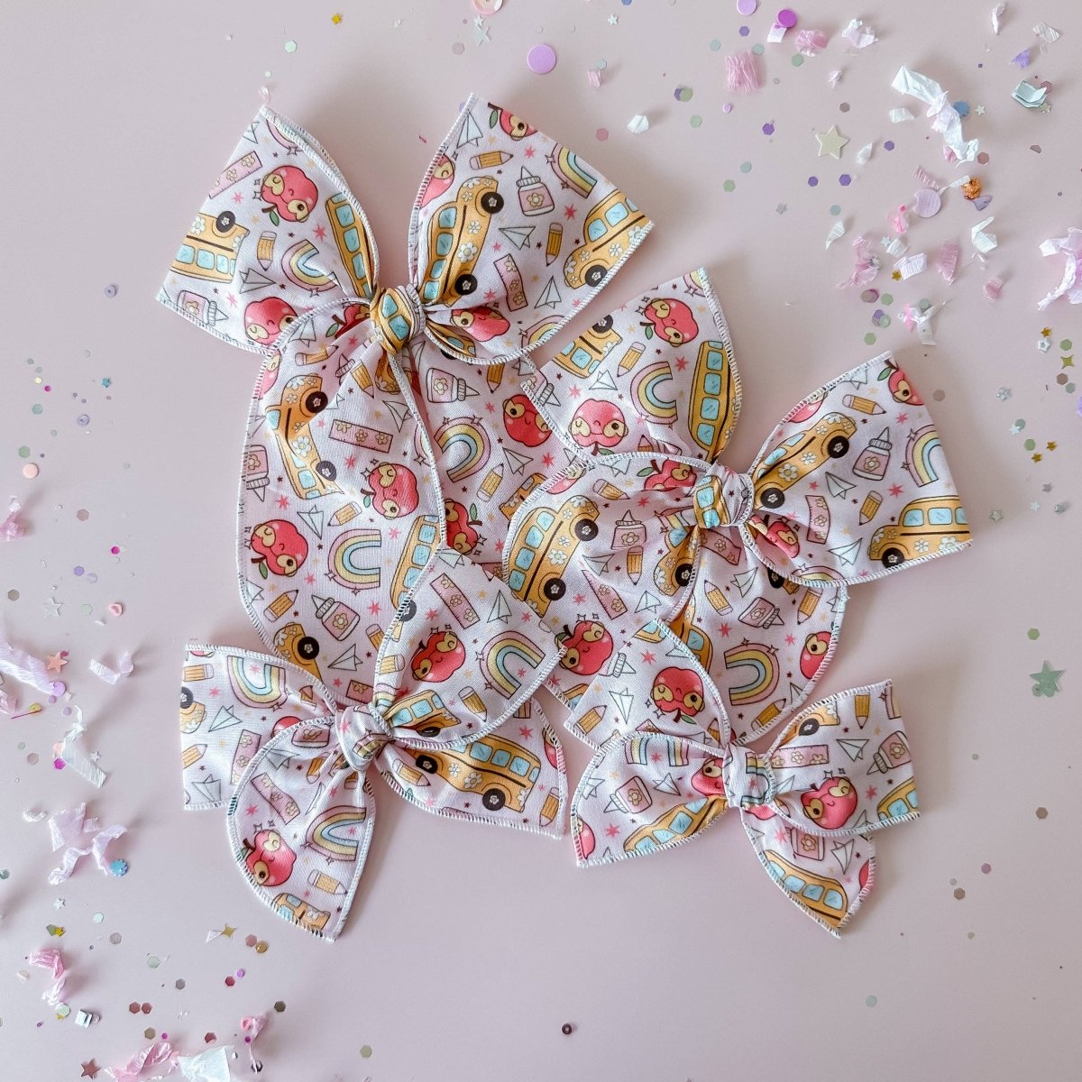 Retro Back to School Fabric Bow - Tiny Wonders Bows Hair Accessory sold by Rosebud & Jo