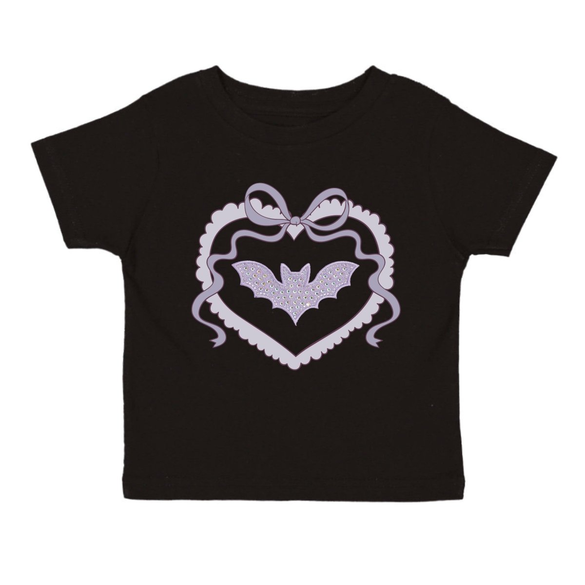 Rhinestone Bat Patch Halloween Short Sleeve T-Shirt - Sweet Wink Tops sold by Rosebud & Jo