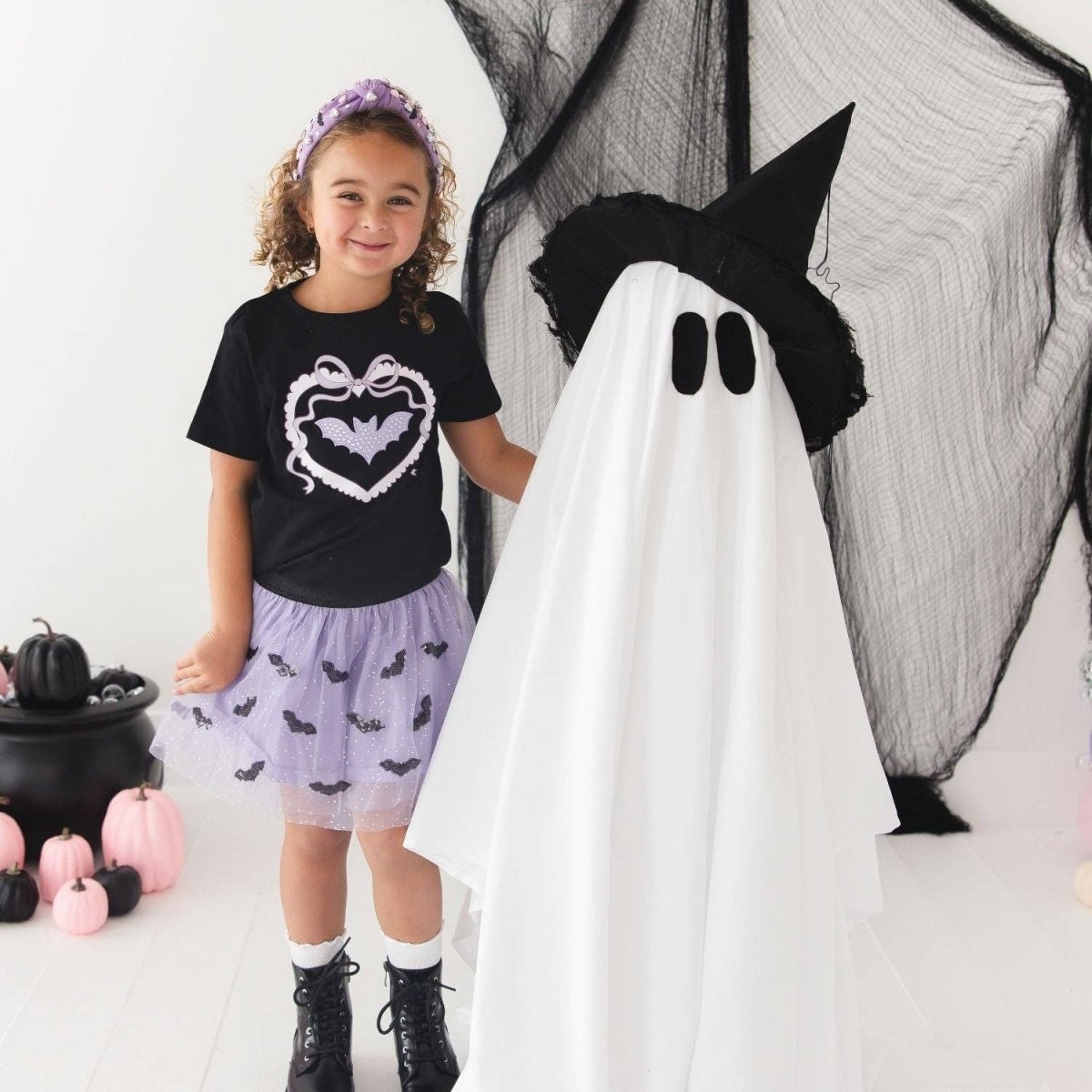 Rhinestone Bat Patch Halloween Short Sleeve T-Shirt - Sweet Wink Tops sold by Rosebud & Jo