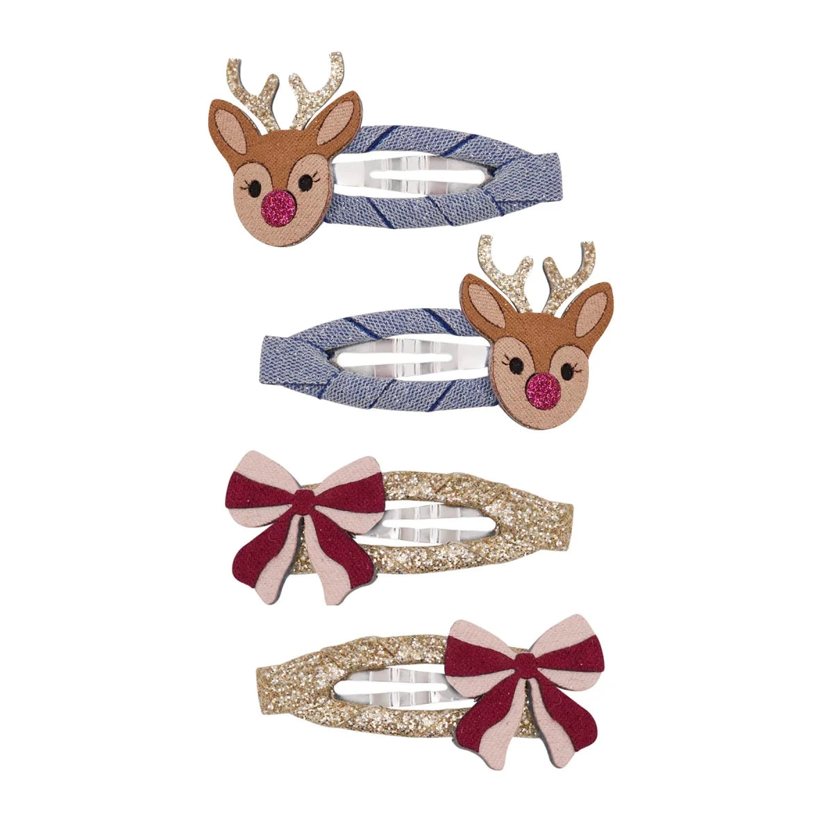 Rudolph and Bow Hair Clips - Mimi & Lula Hair Accessories sold by Rosebud & Jo
