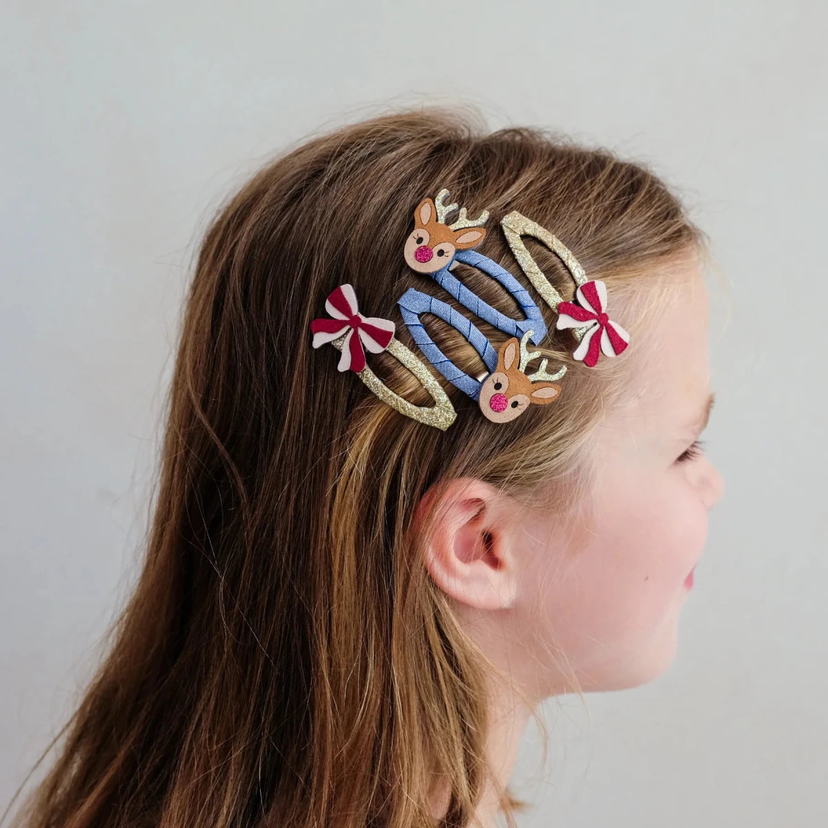 Rudolph and Bow Hair Clips - Mimi & Lula Hair Accessories sold by Rosebud & Jo